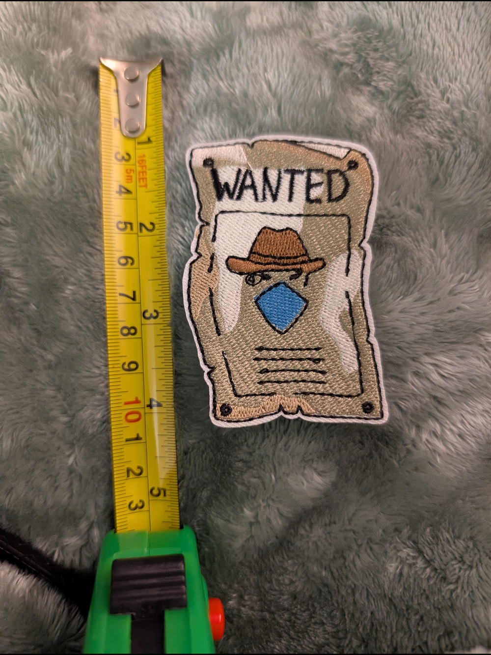 Wanted Poster Embroidered Iron On Patch - Beige, Brown, Blue